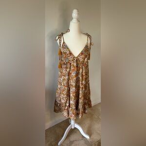 {No Comment NY LA} Floral V-Neck Dress with Tassels